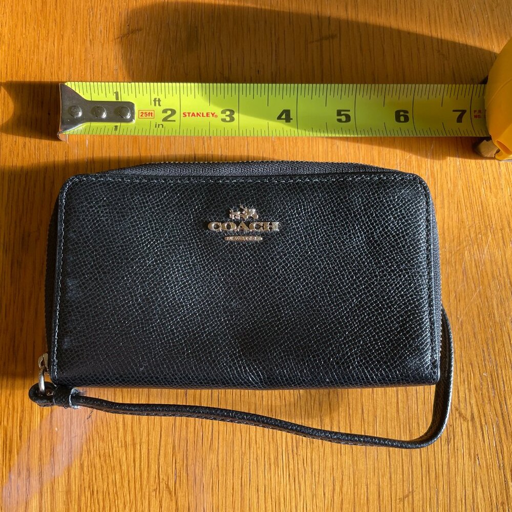 Coach Black Leather Zip Wristlet Wallet - Picture 7 of 11